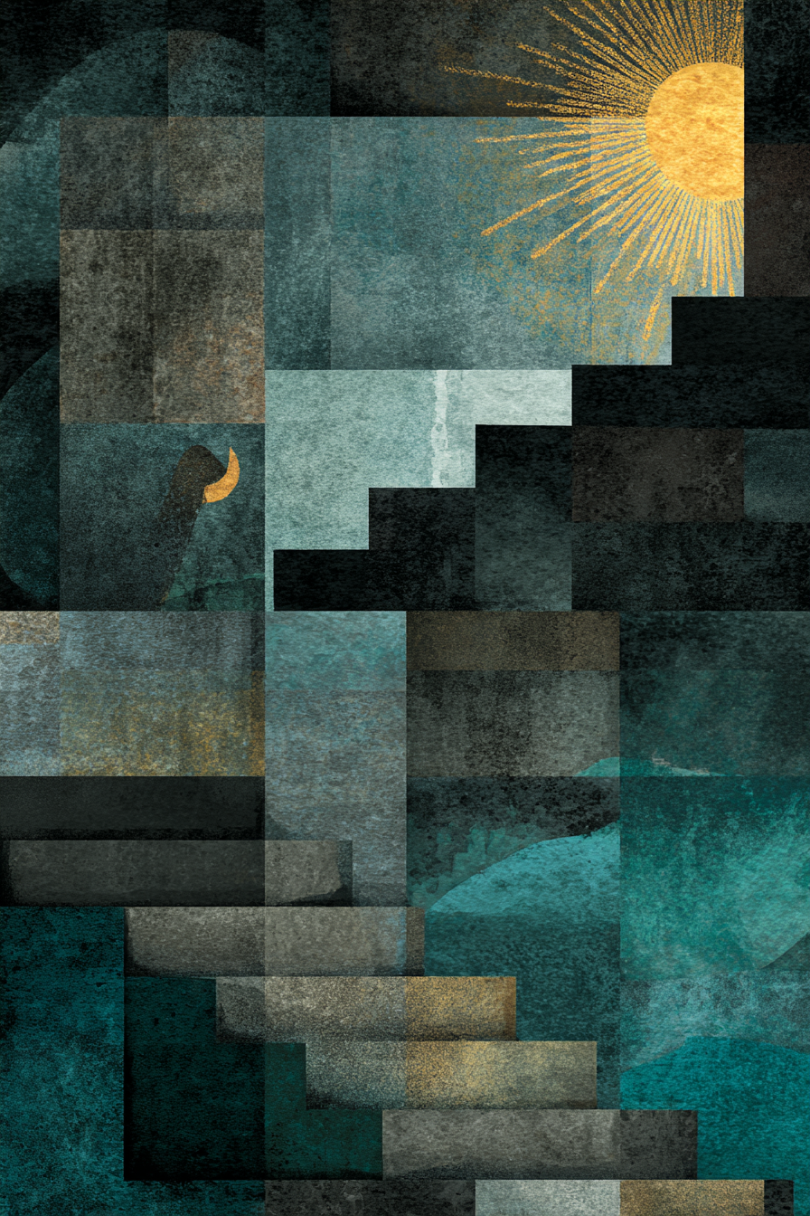 ArtDeco Abstrakte Komposition Mit Sonne Und Geometrischen Formen | Art Deco | Stilrichtungen