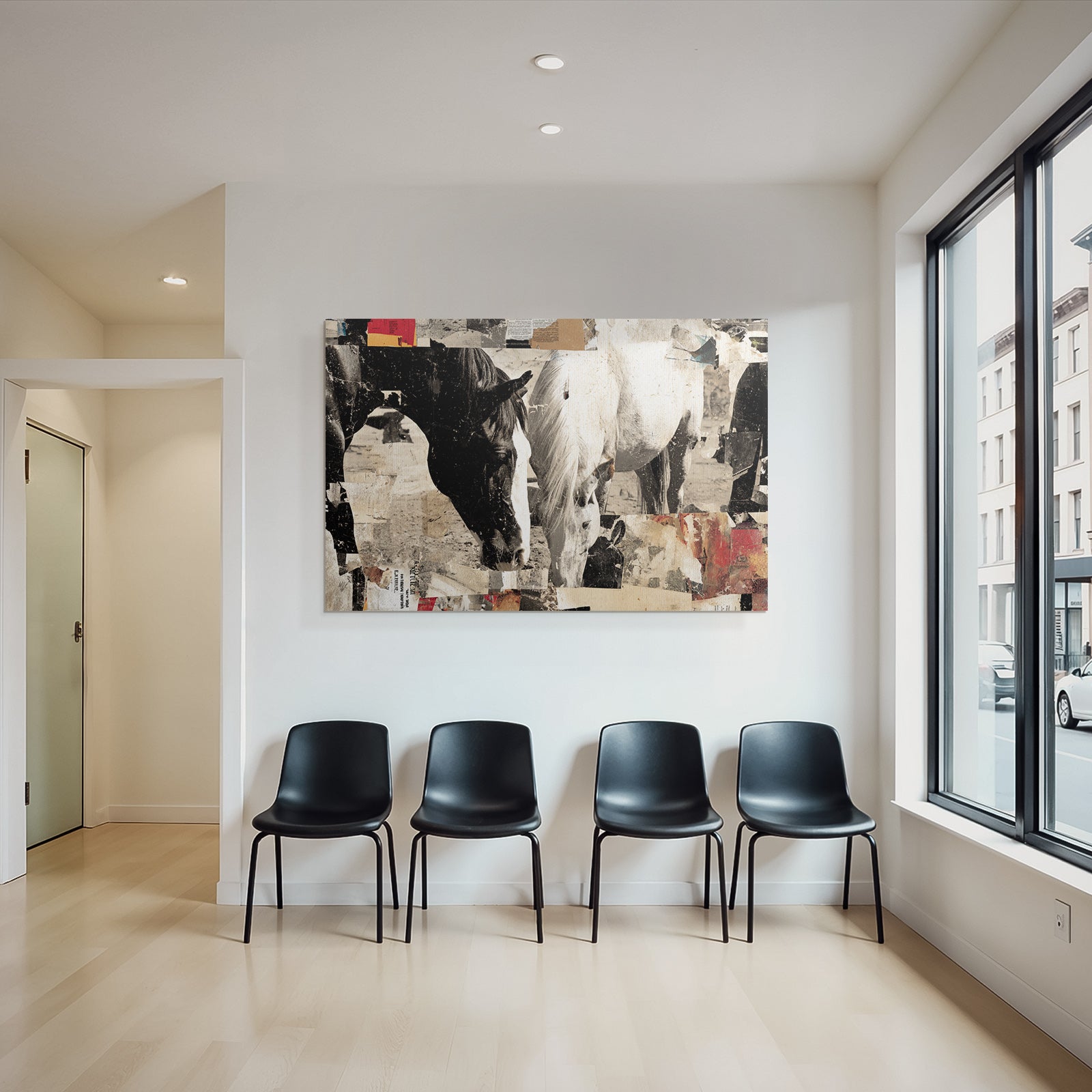 Schwarz Weiss Pferde Kunstvolle Kollage