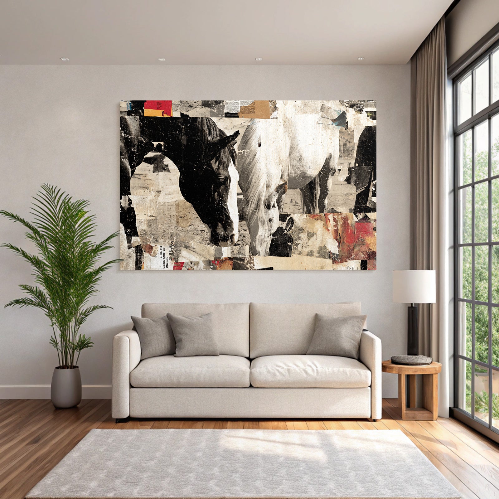 Schwarz Weiss Pferde Kunstvolle Kollage