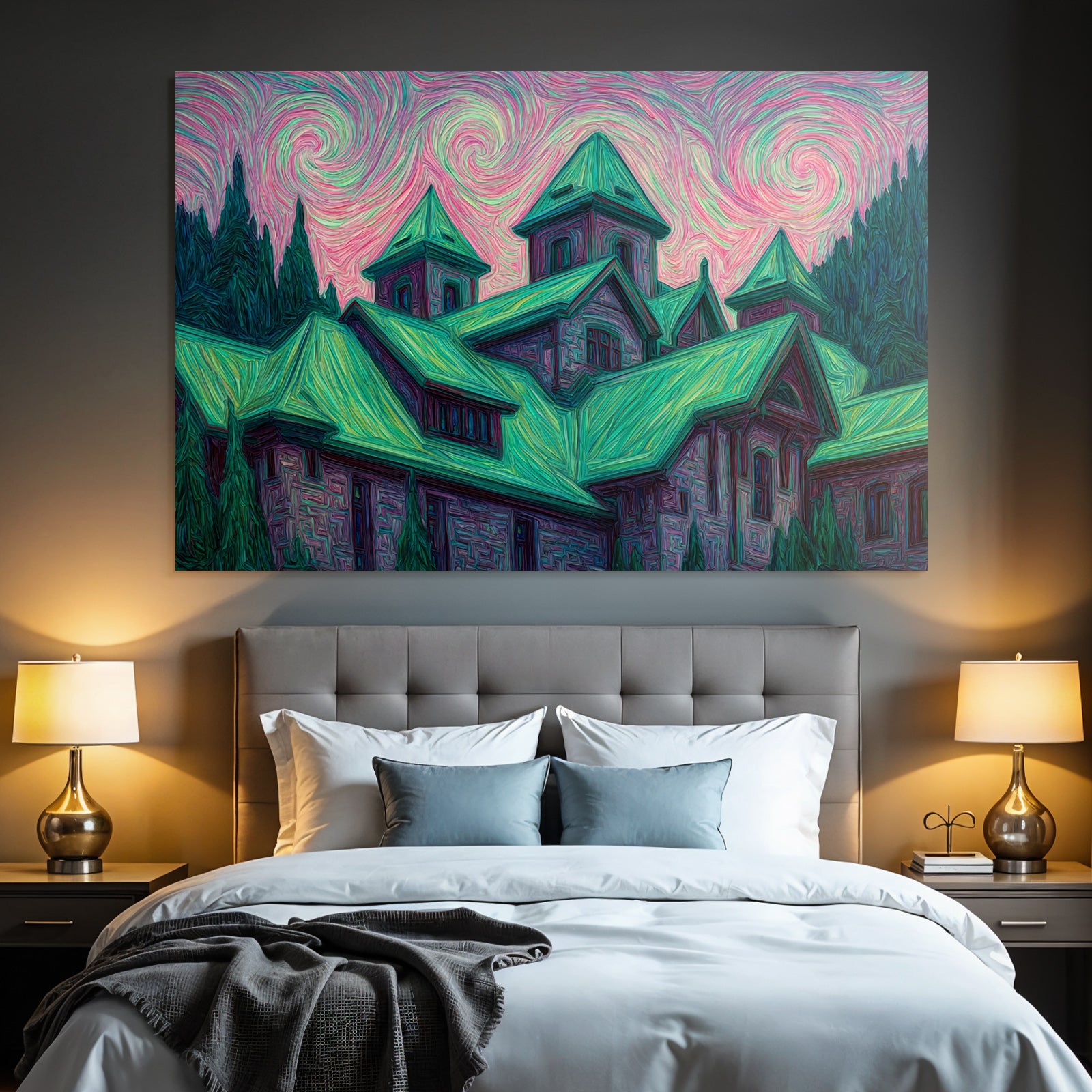 Schwungvolle Dorfkirche Im Stil Von Vincent Van Gogh