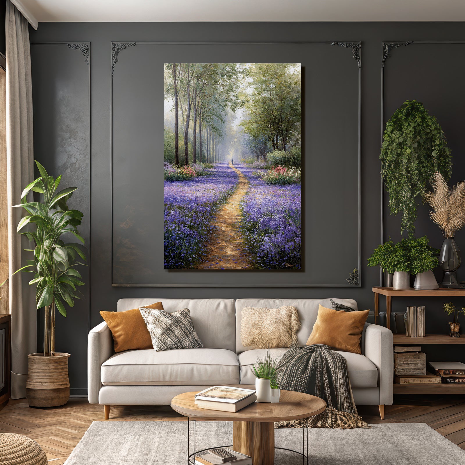 Serener Weg Durch Lila Blumenwiese