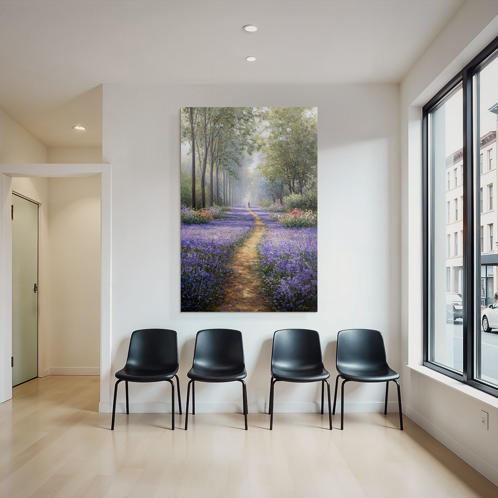 Serener Weg Durch Lila Blumenwiese