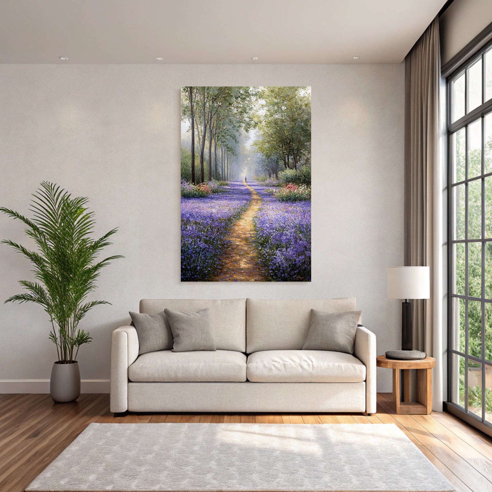 Serener Weg Durch Lila Blumenwiese