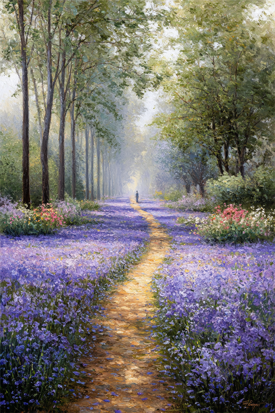 Serener Weg Durch Lila Blumenwiese | Impressionismus | Stilrichtungen