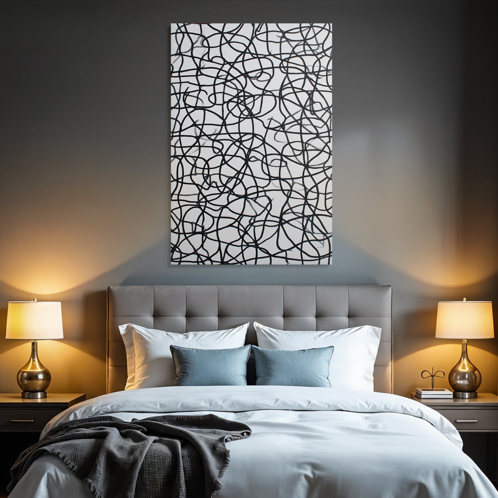 Schwarze Verflochtene Linien Abstraktes Textilmuster