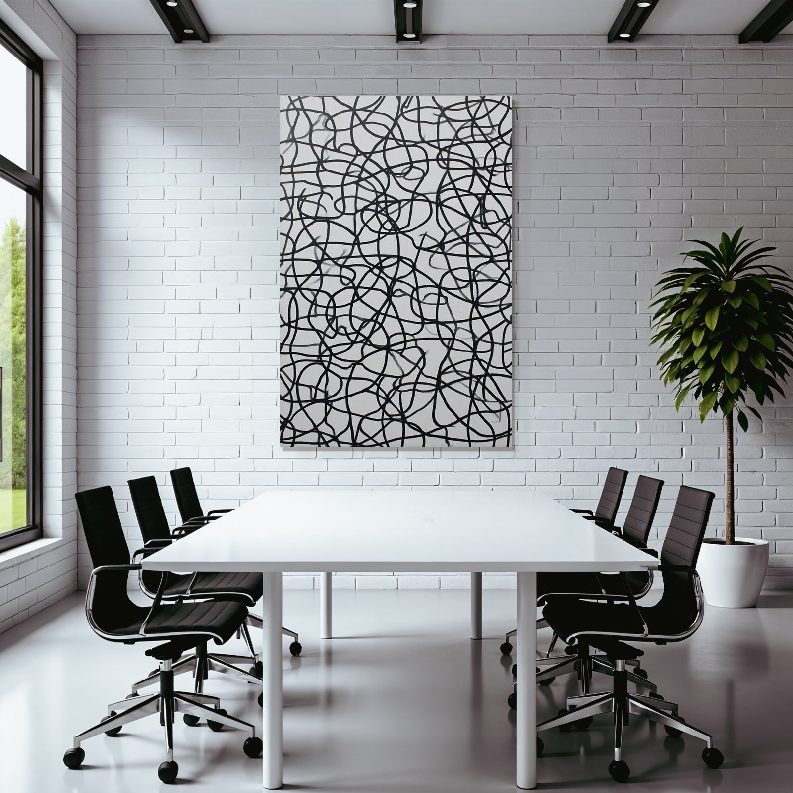 Schwarze Verflochtene Linien Abstraktes Textilmuster