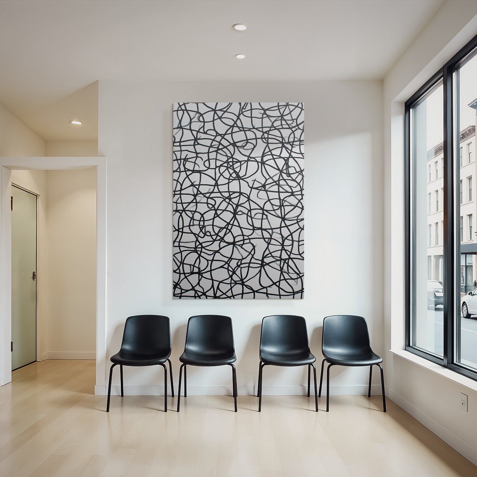 Schwarze Verflochtene Linien Abstraktes Textilmuster