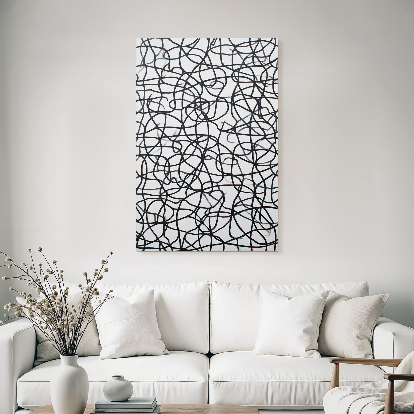 Schwarze Verflochtene Linien Abstraktes Textilmuster