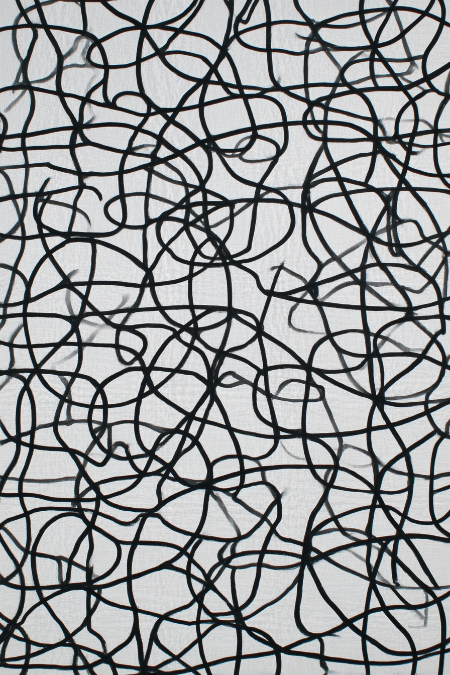 Schwarze Verflochtene Linien Abstraktes Textilmuster | Minimalistisch | Stilrichtungen