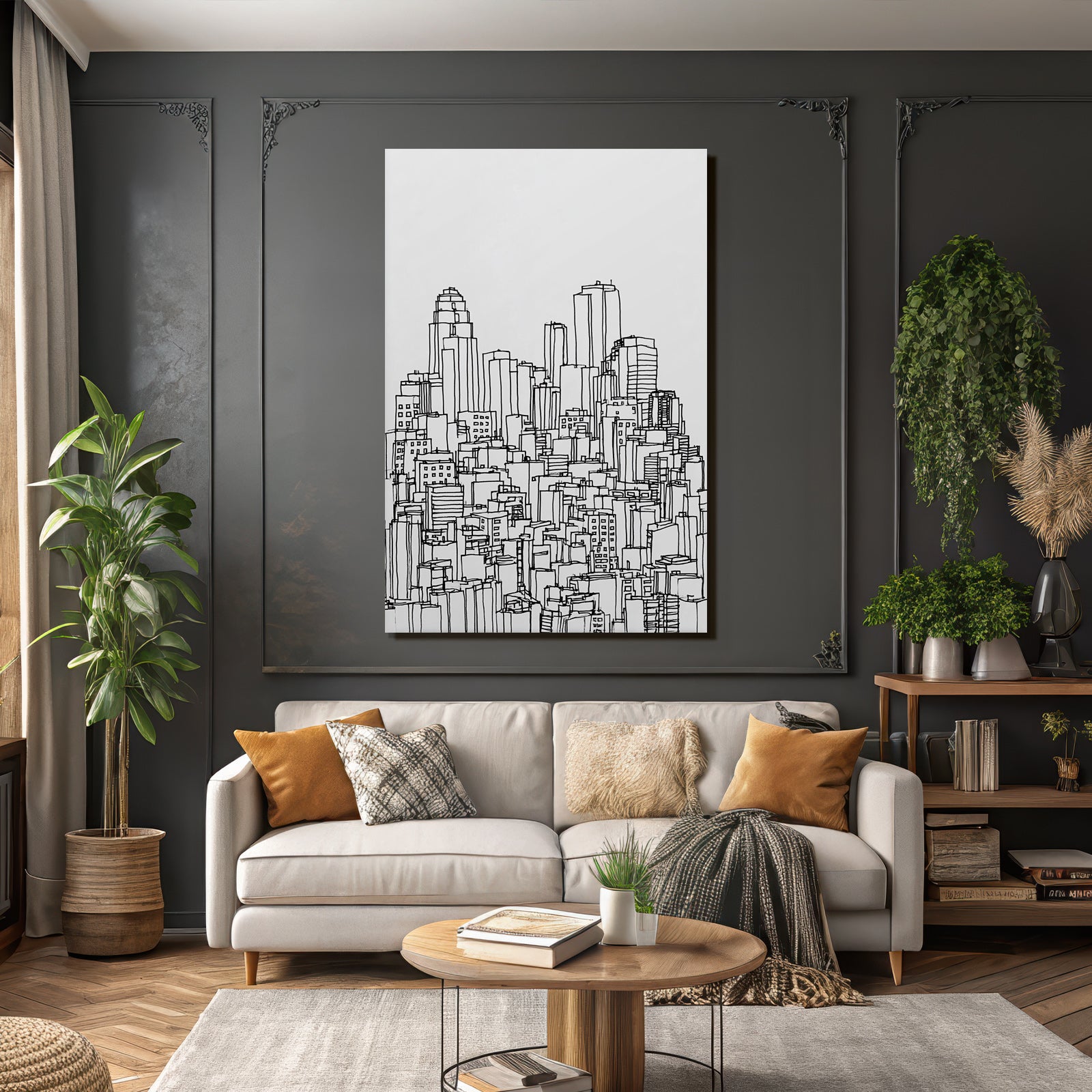 E Stadtsilhoütte Strichzeichnung