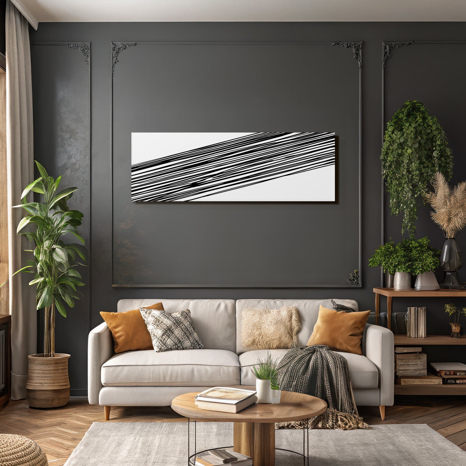 Schwarze Diagonale Linien Auf Weissem Hintergrund Chaotisch