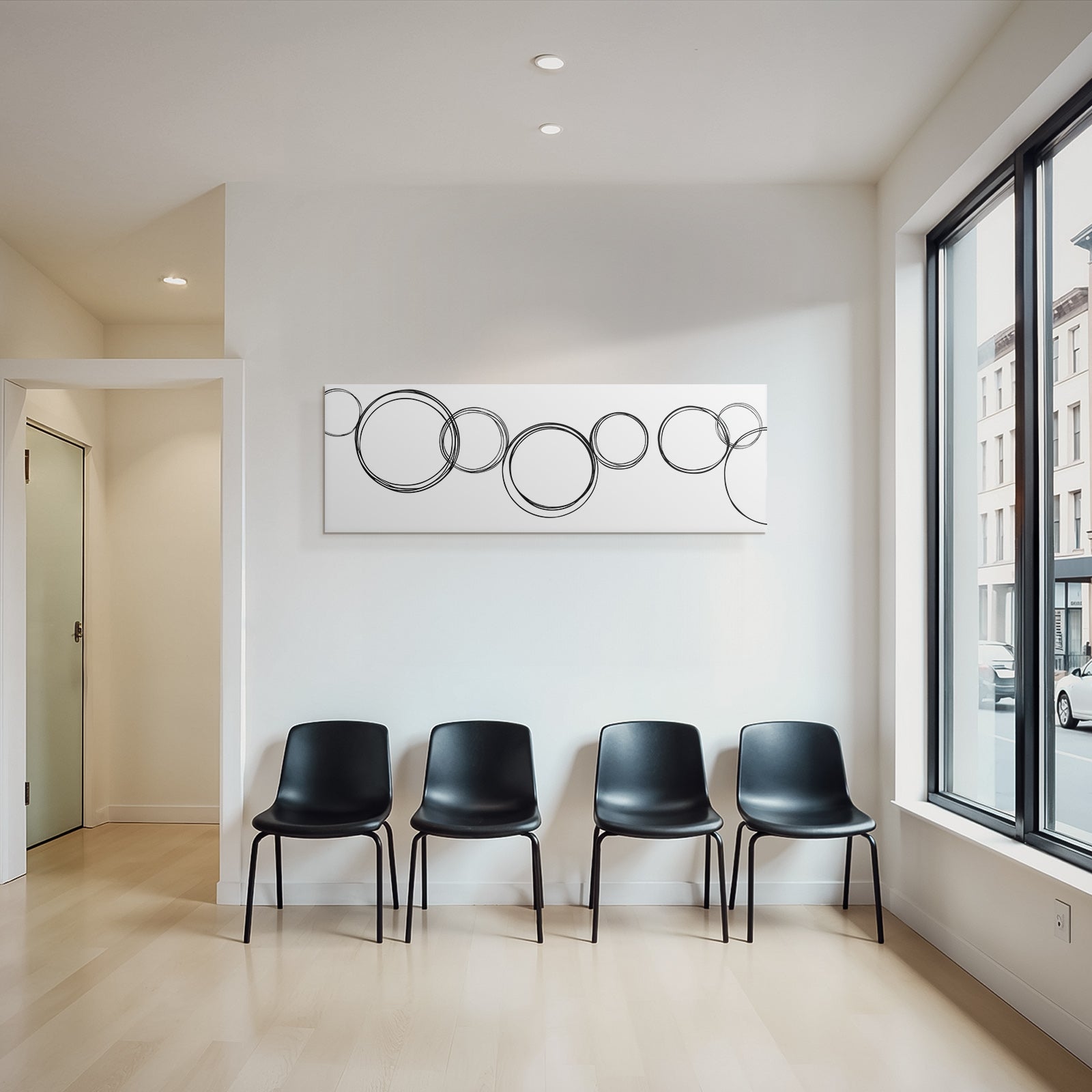 Schwarze Kreise Auf Weissem Hintergrund Abstraktes Design