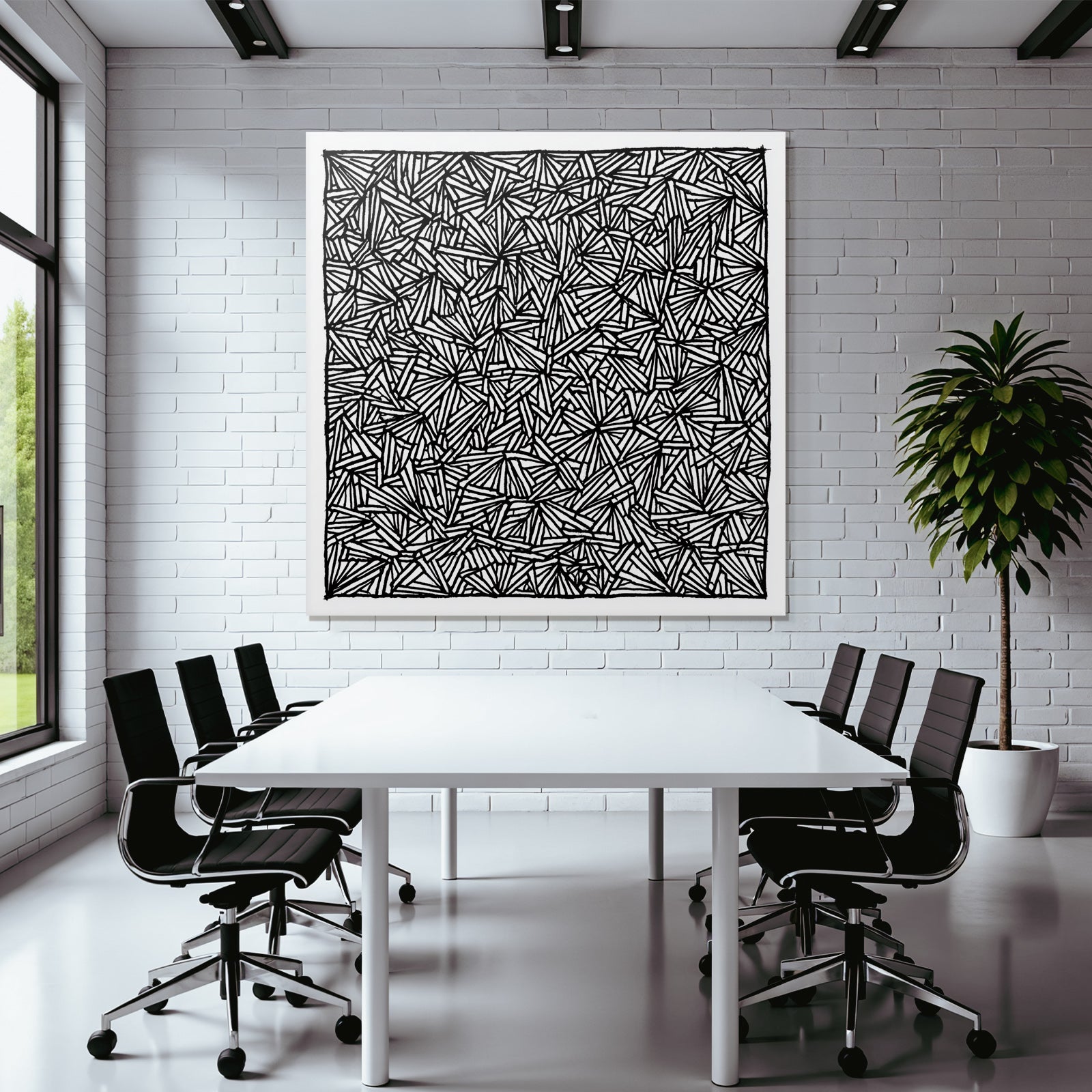 Schwarz Weiss Abstraktes Muster Dreiecke Und Linien