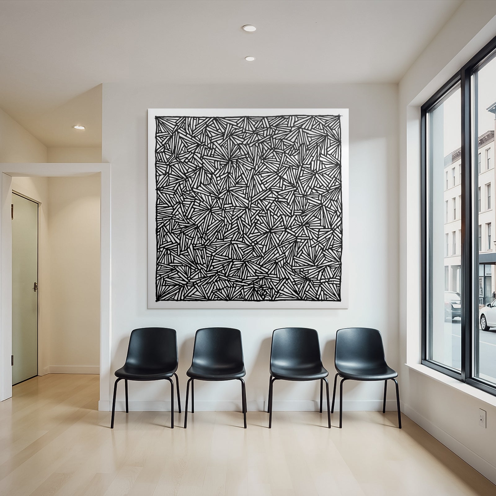 Schwarz Weiss Abstraktes Muster Dreiecke Und Linien