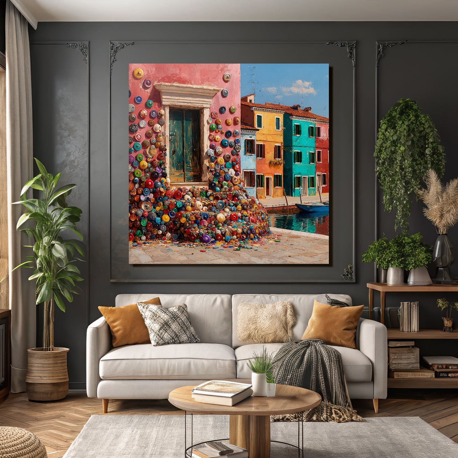 Bunte Haus Fenster Dekorative Objekte Küstenstadt Mediterranes Gefühl