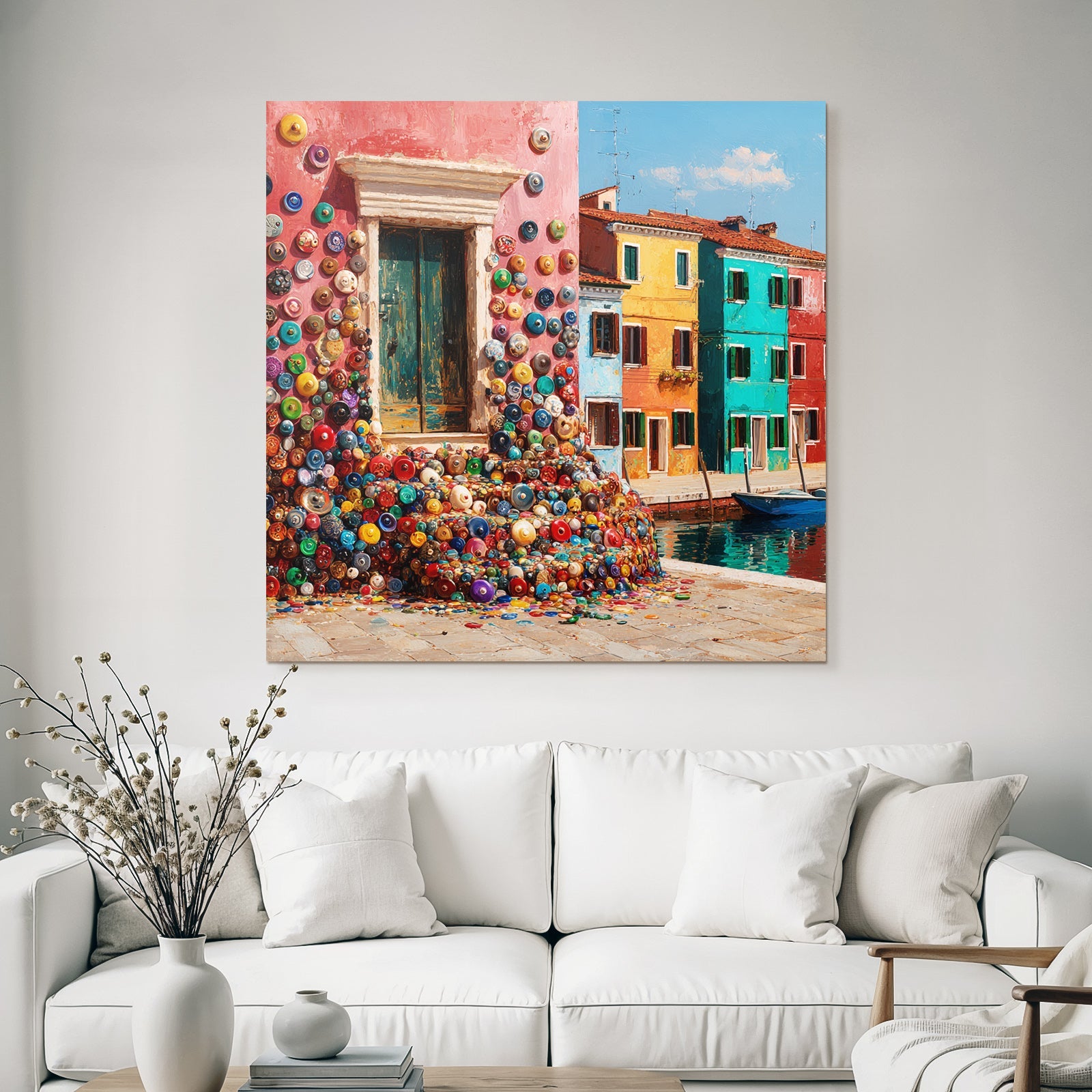 Bunte Haus Fenster Dekorative Objekte Küstenstadt Mediterranes Gefühl