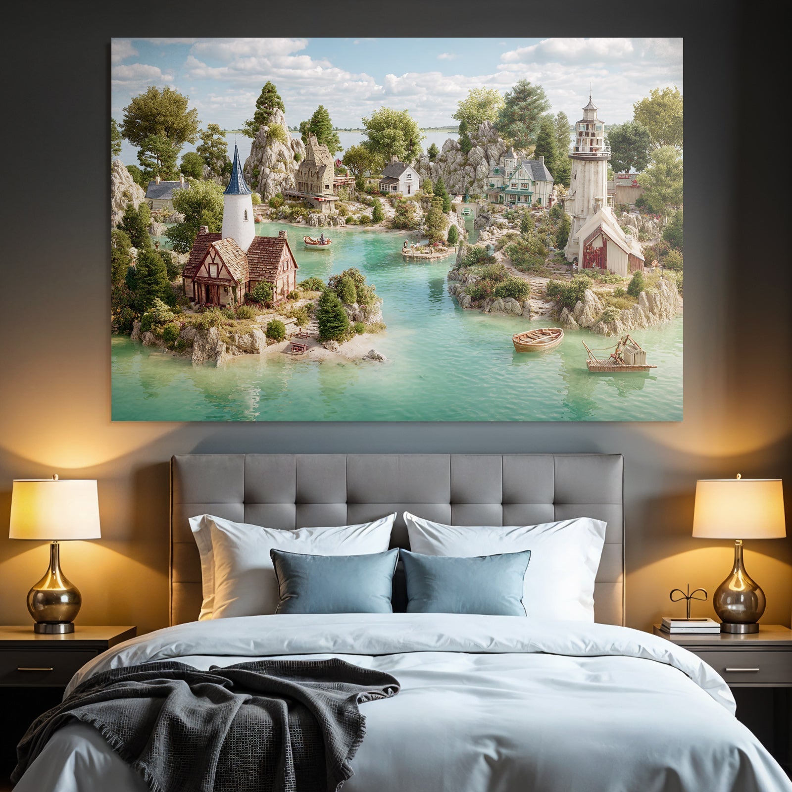 Idyllic coastal village dream landscape turquoise water