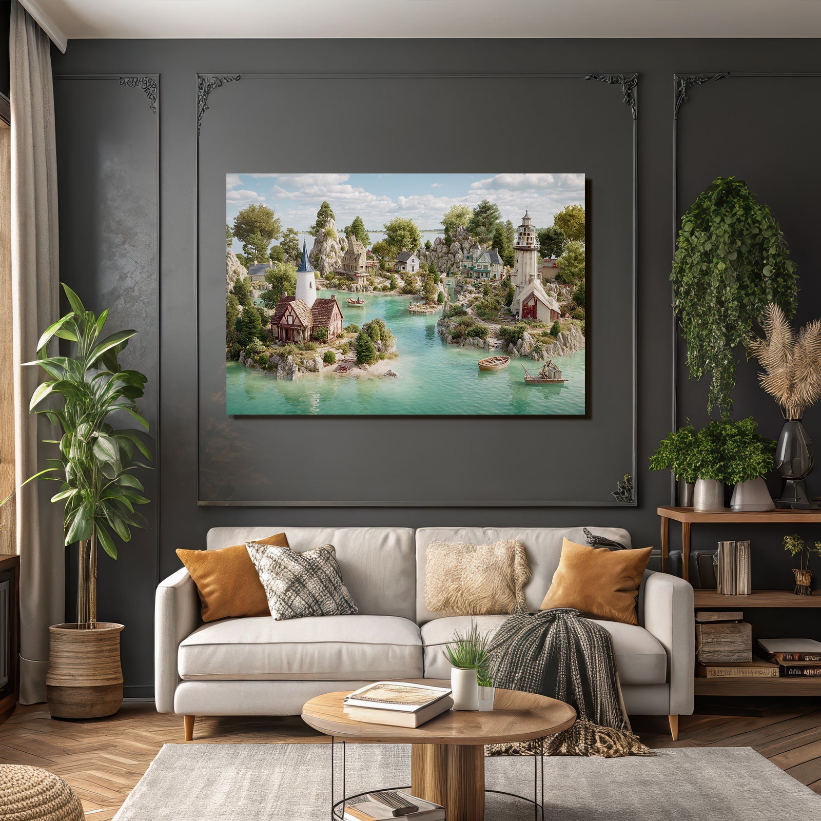 Idyllic coastal village dream landscape turquoise water