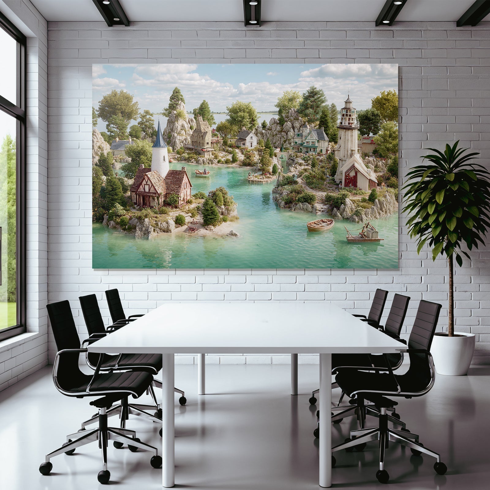 Idyllic coastal village dream landscape turquoise water