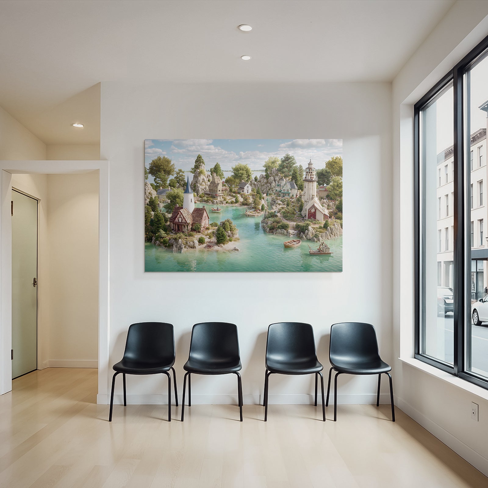 Idyllic coastal village dream landscape turquoise water