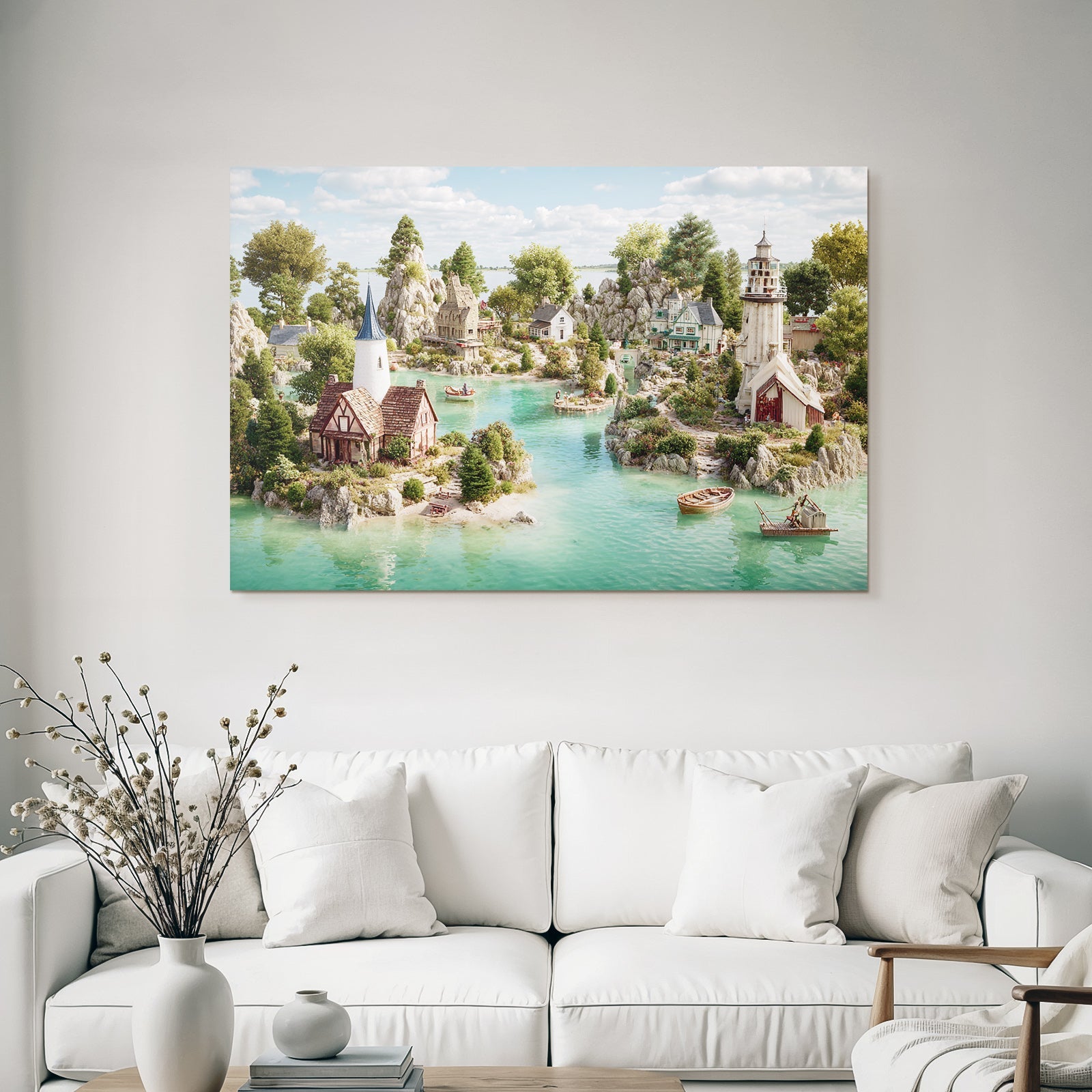 Idyllic coastal village dream landscape turquoise water