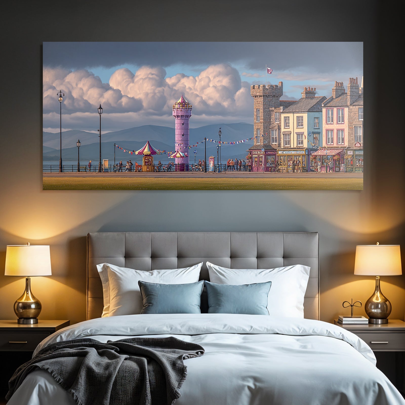 Seaside Promenade Mit Bunten Gebauden Und Roseturm