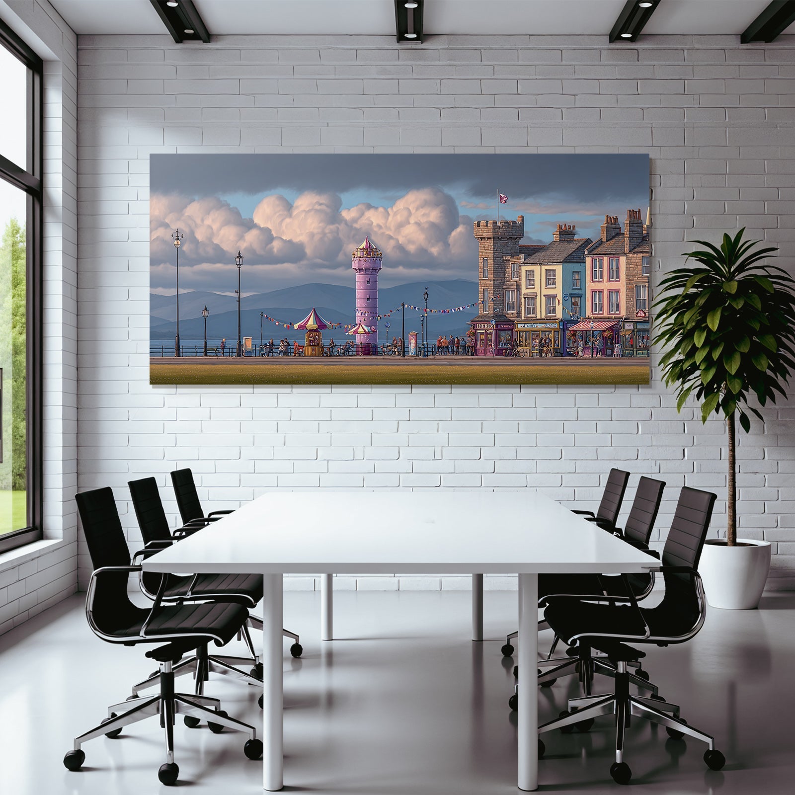 Seaside Promenade Mit Bunten Gebauden Und Roseturm