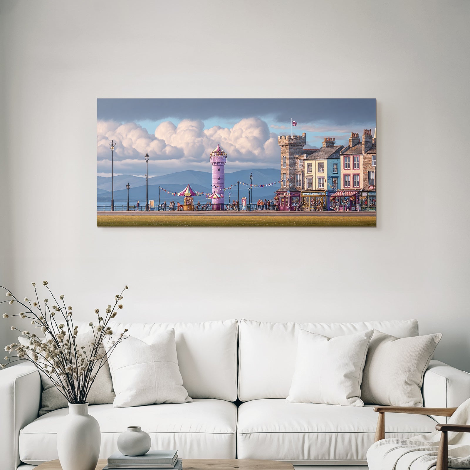 Seaside Promenade Mit Bunten Gebauden Und Roseturm