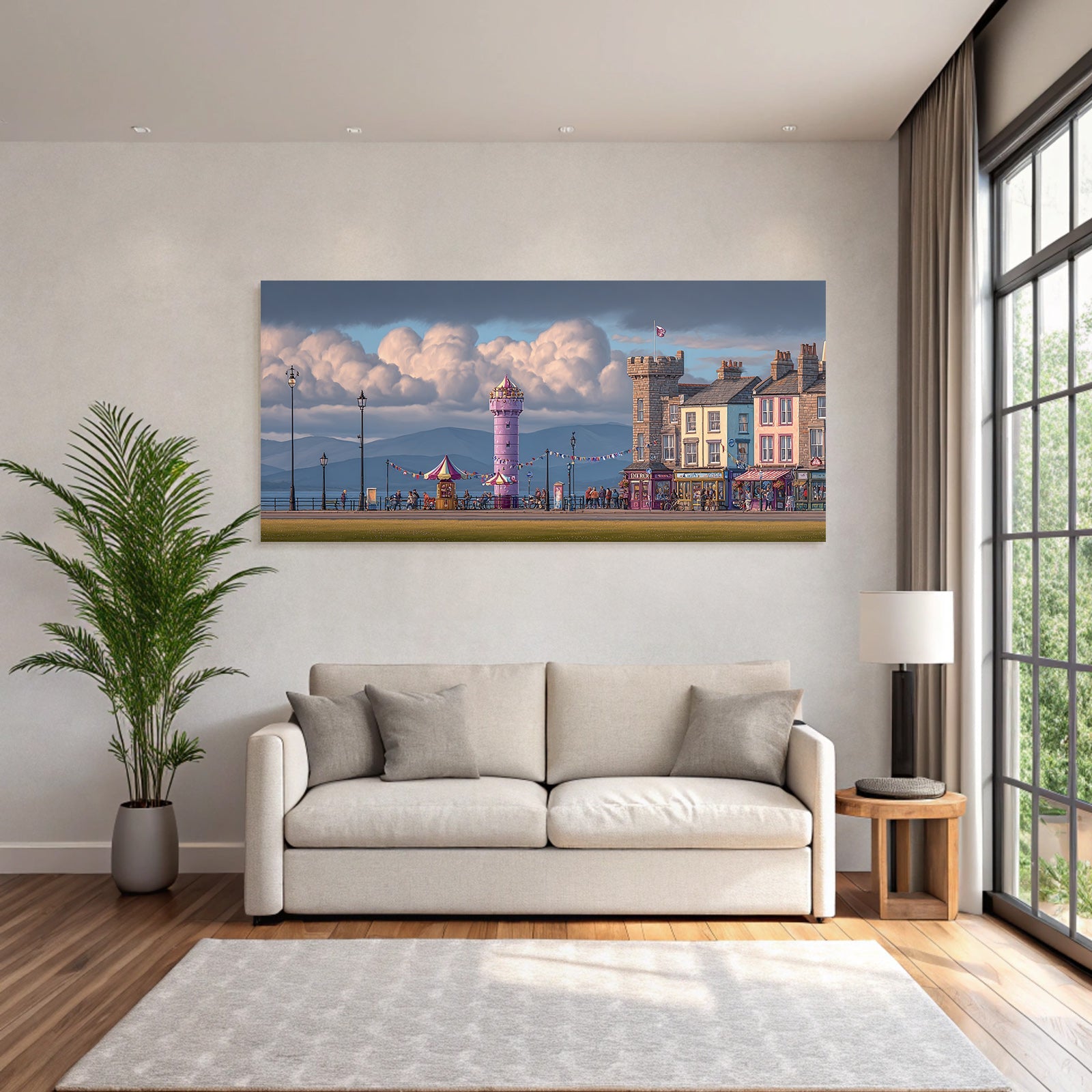 Seaside Promenade Mit Bunten Gebauden Und Roseturm