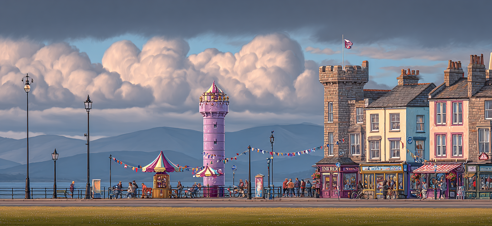 Seaside Promenade Mit Bunten Gebauden Und Roseturm | Humor und Schraeges | Themen und Hobbys