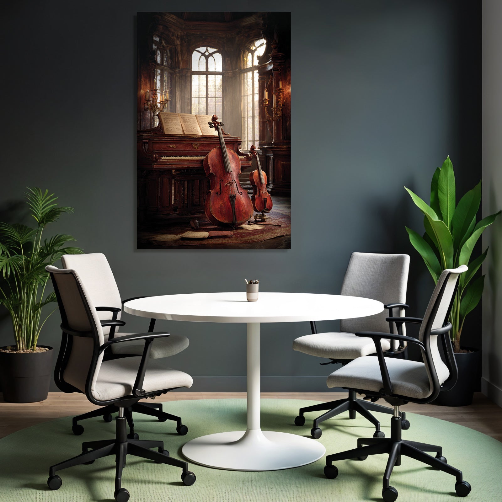 Elegantes Musikalisches Setting Mit Piano Und Streichinstrumenten
