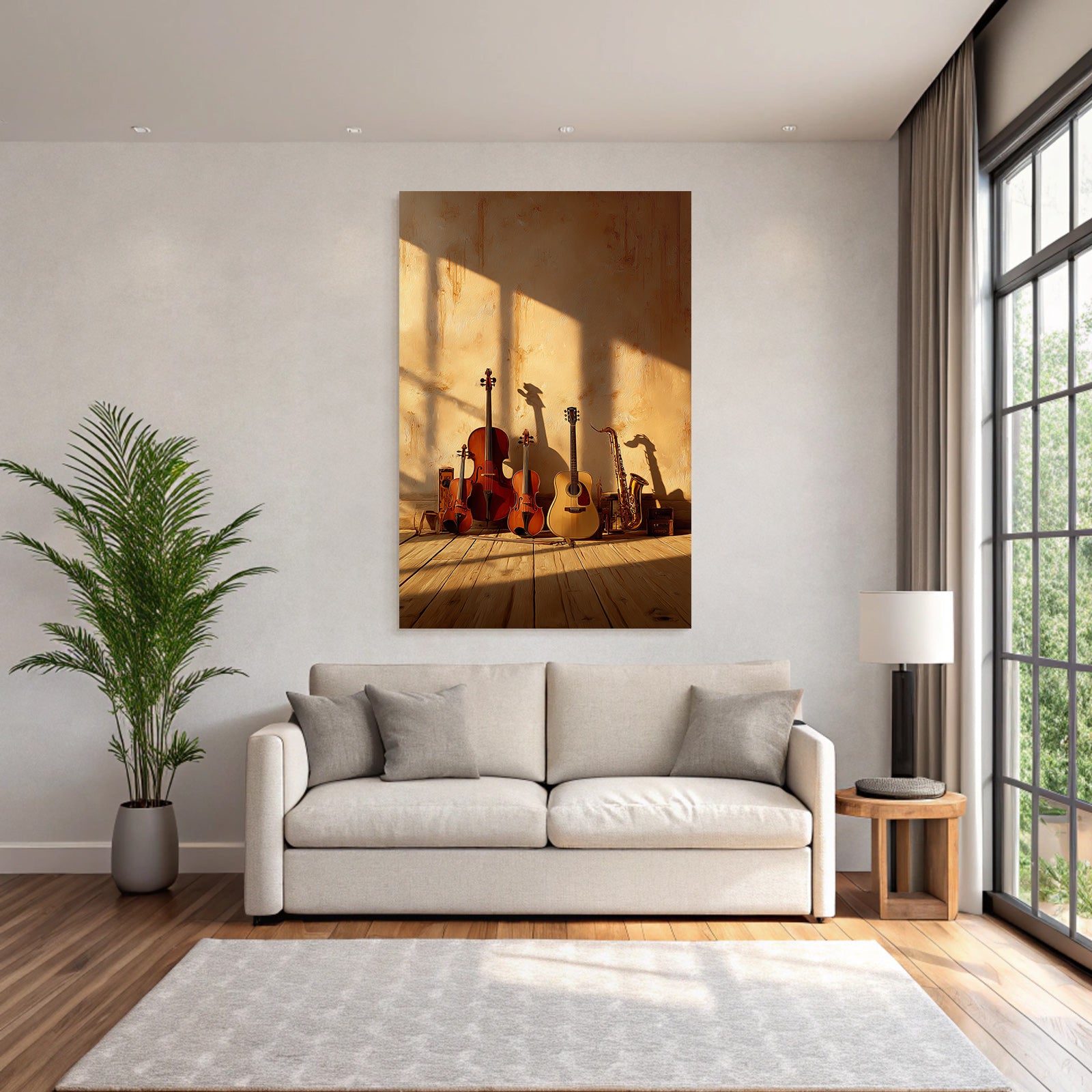 Musikinstrumente Schatten Wand Sonnenlicht