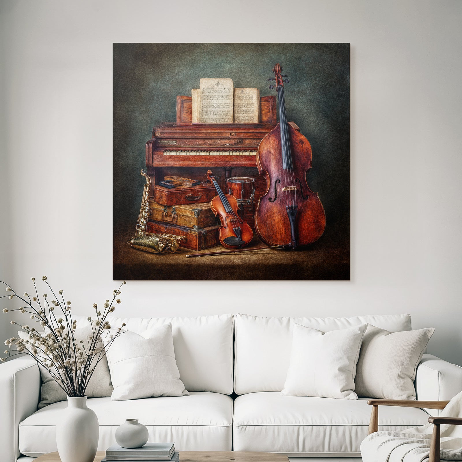 Musikalische Instrumente Arrangiert Piano Cello Klavier Saxophon Trommel