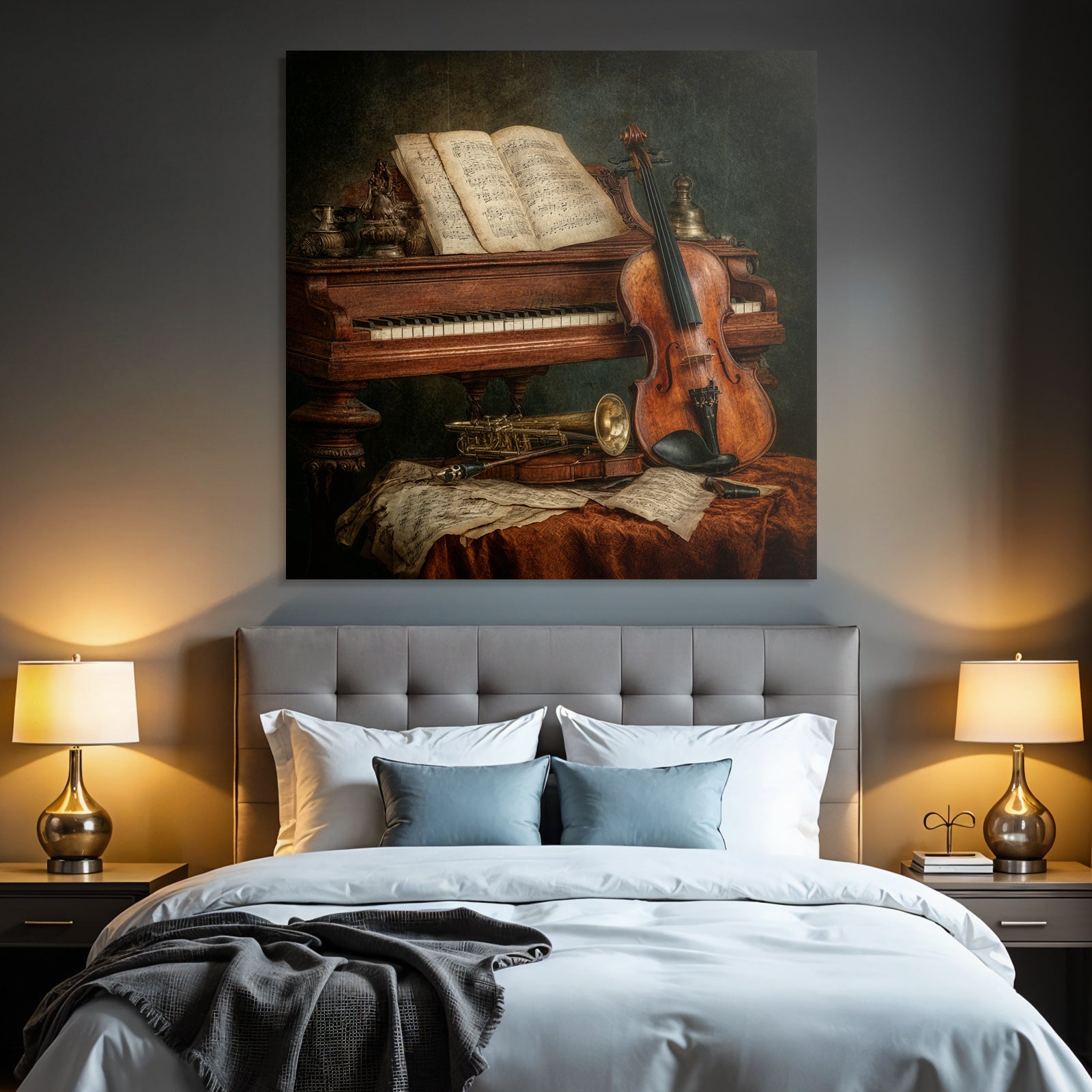 Nostalgisches Musik Stillleben Mit Piano Und Instrumenten