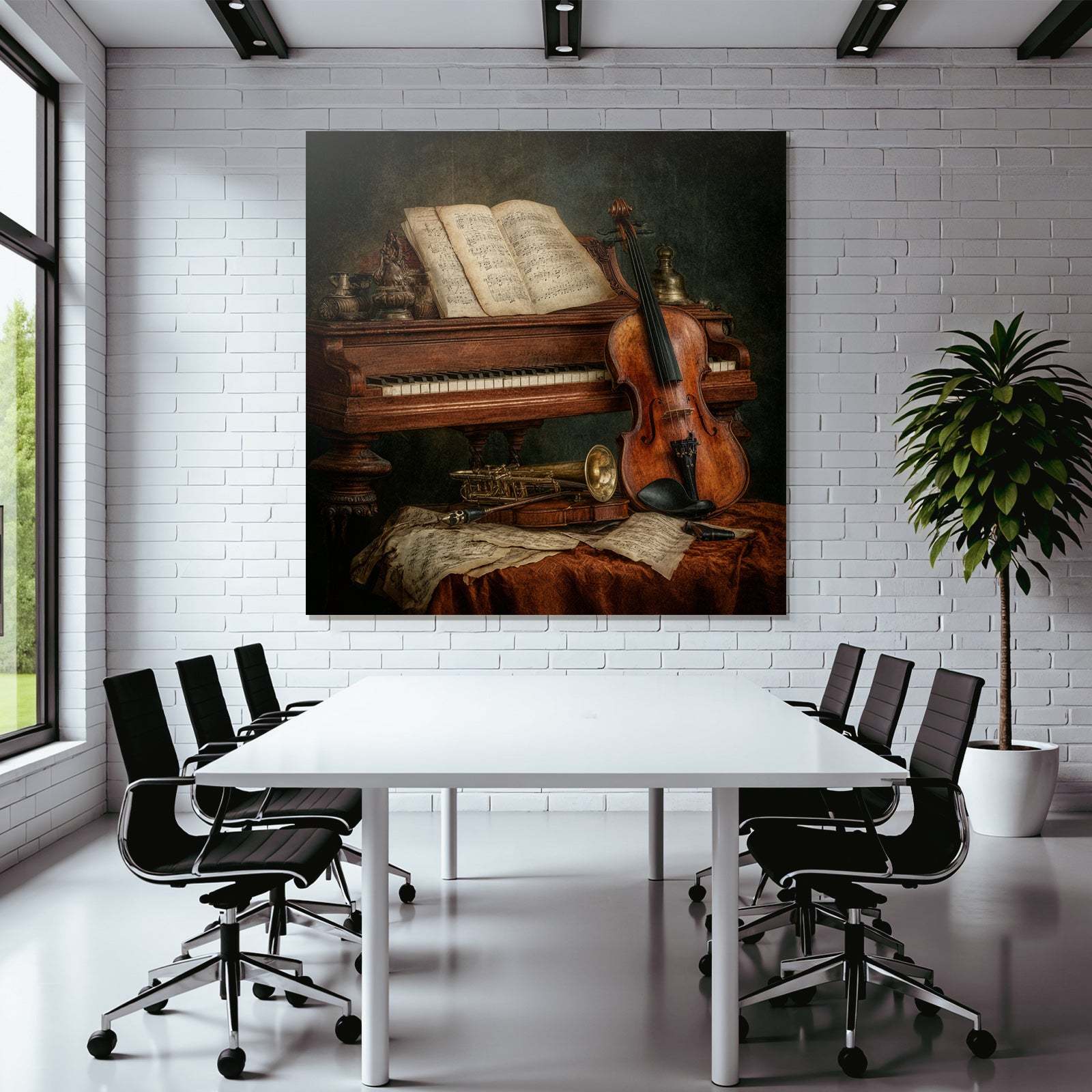 Nostalgisches Musik Stillleben Mit Piano Und Instrumenten