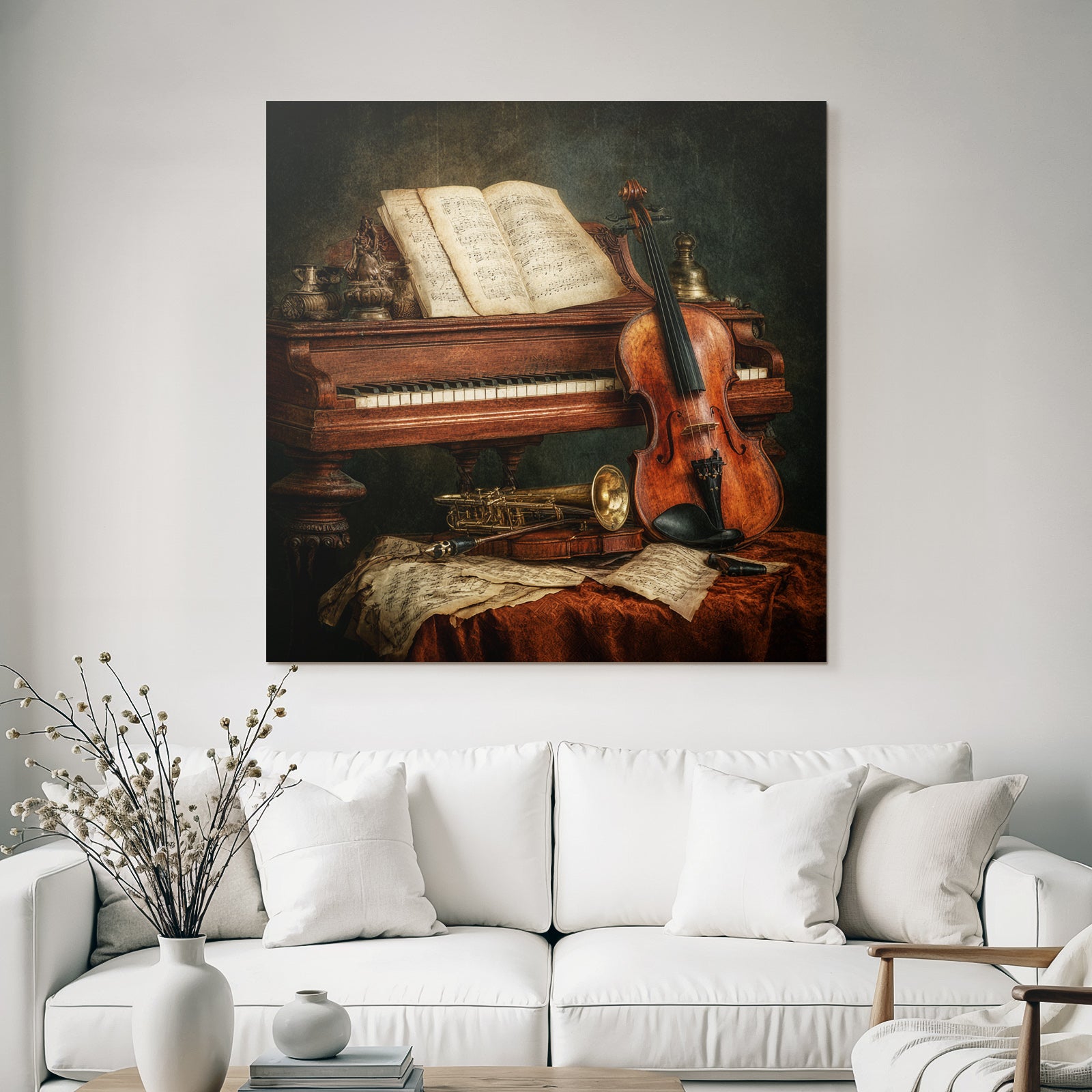 Nostalgisches Musik Stillleben Mit Piano Und Instrumenten