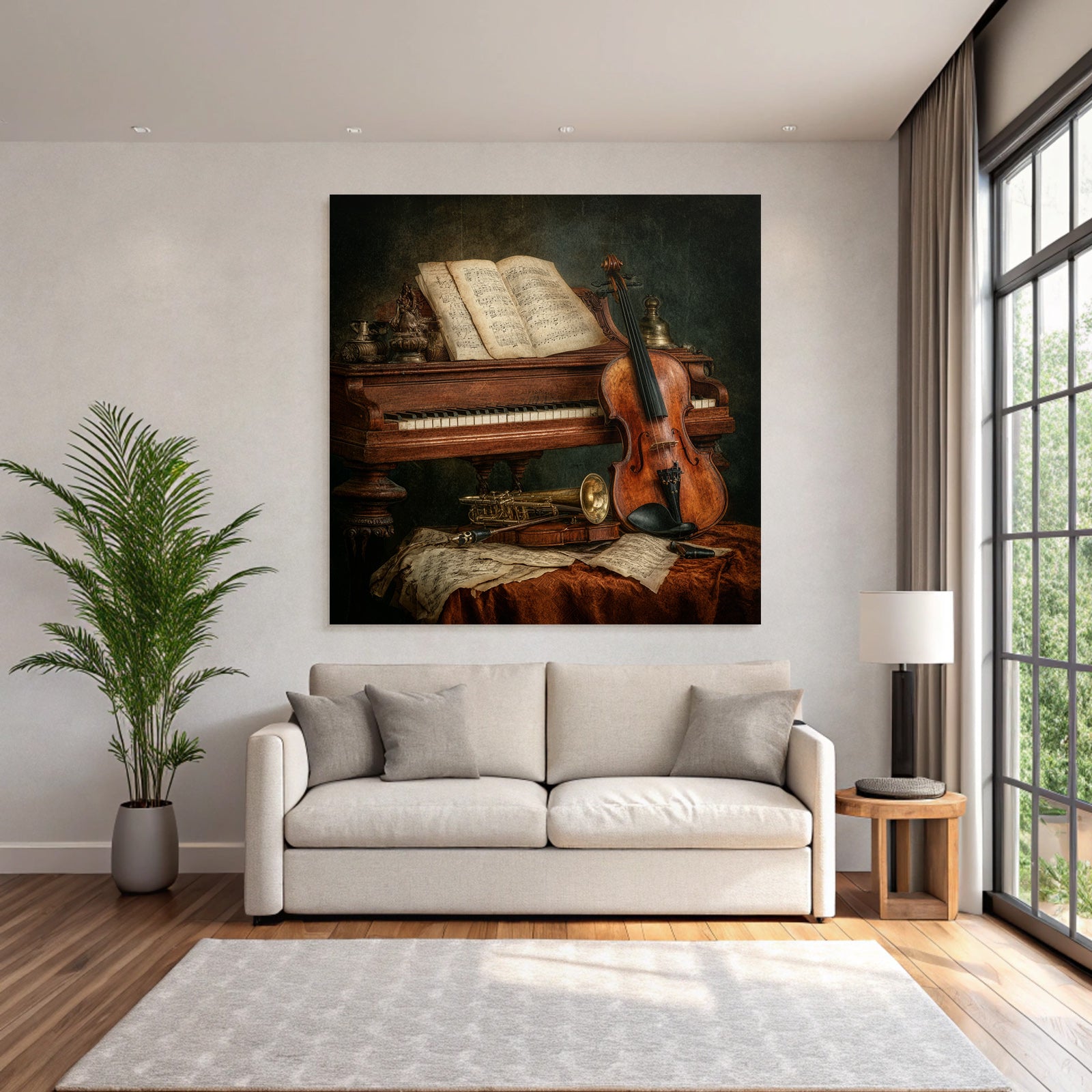 Nostalgisches Musik Stillleben Mit Piano Und Instrumenten