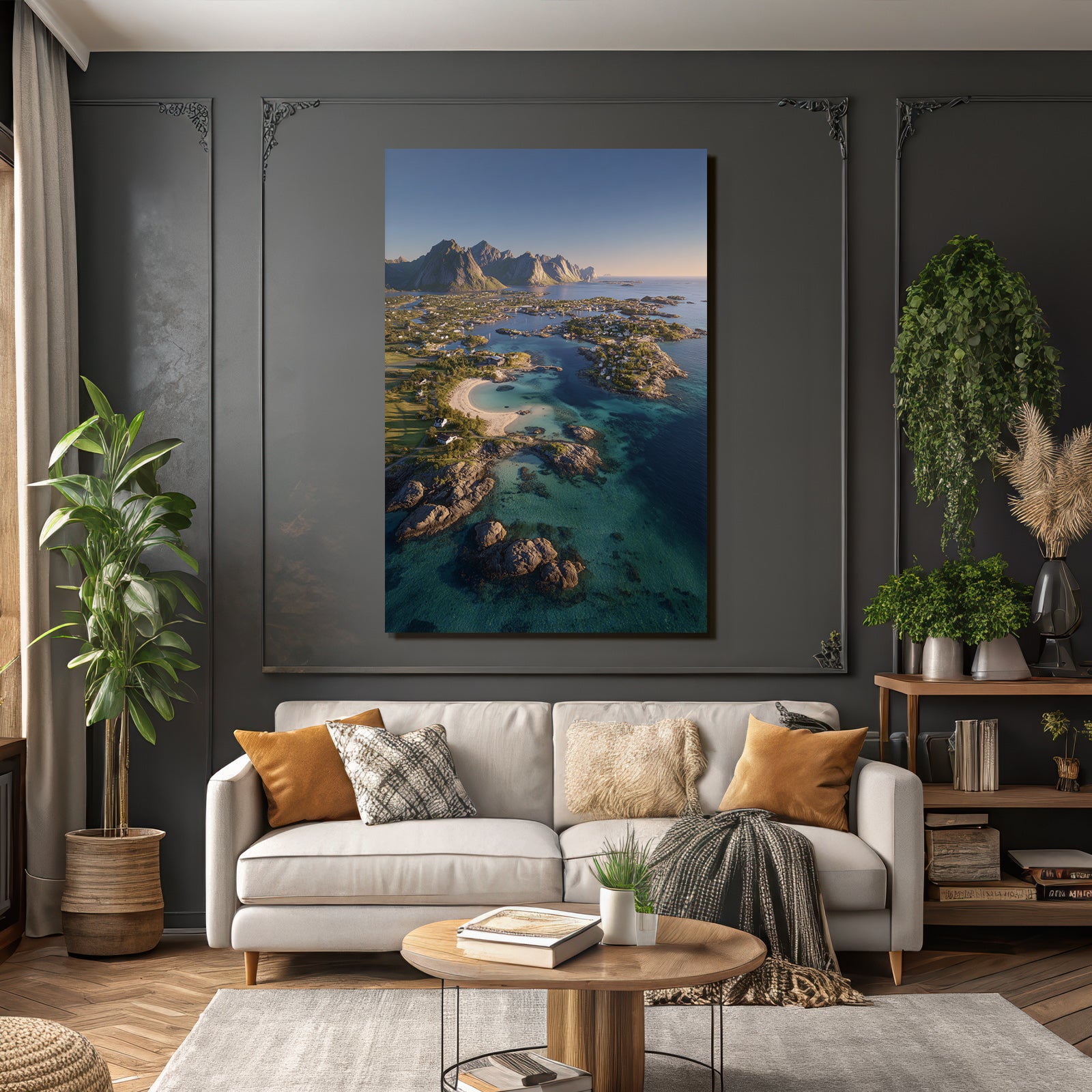 Küstenlandschaft Mit Strand Türkis Wasser Und Bergen
