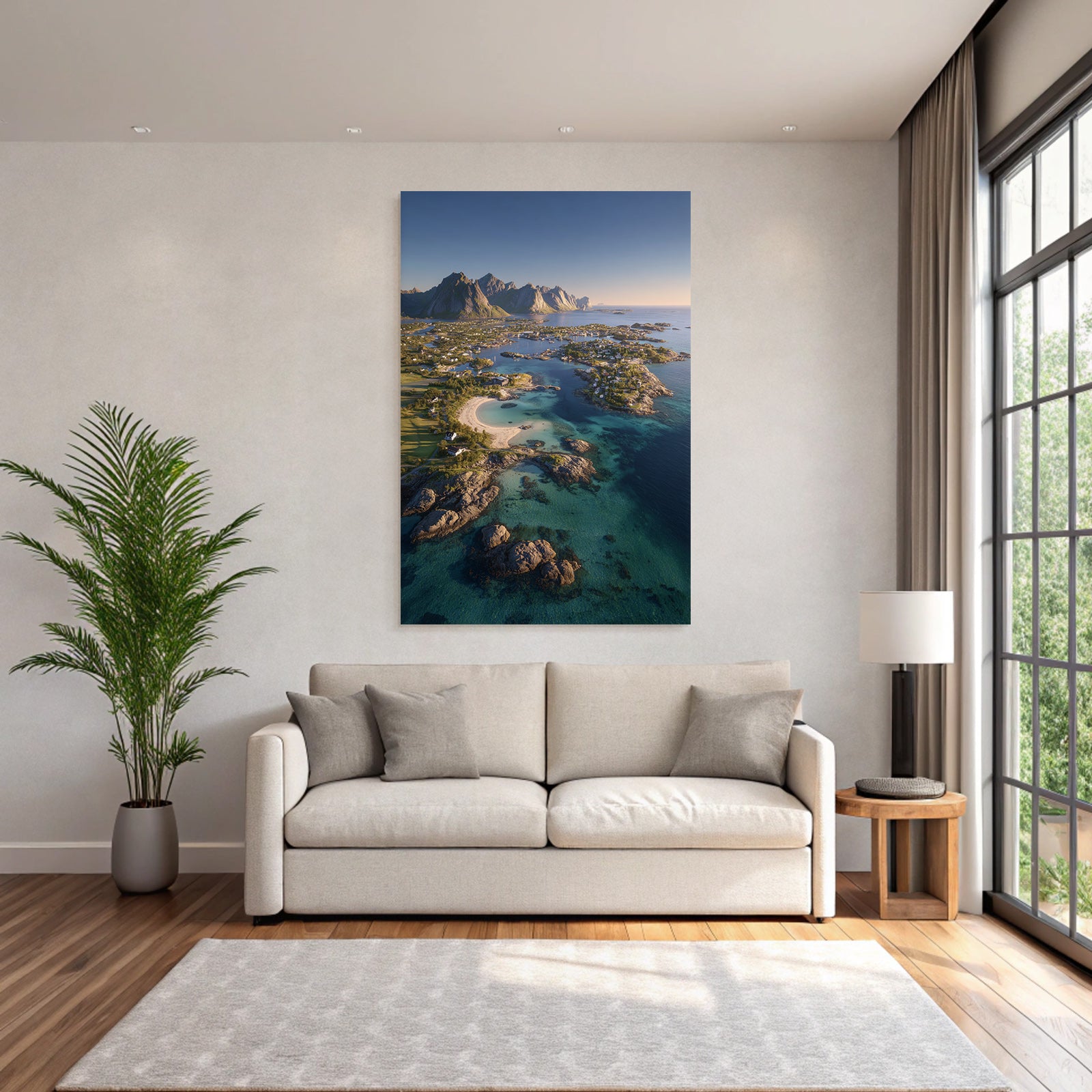 Küstenlandschaft Mit Strand Türkis Wasser Und Bergen