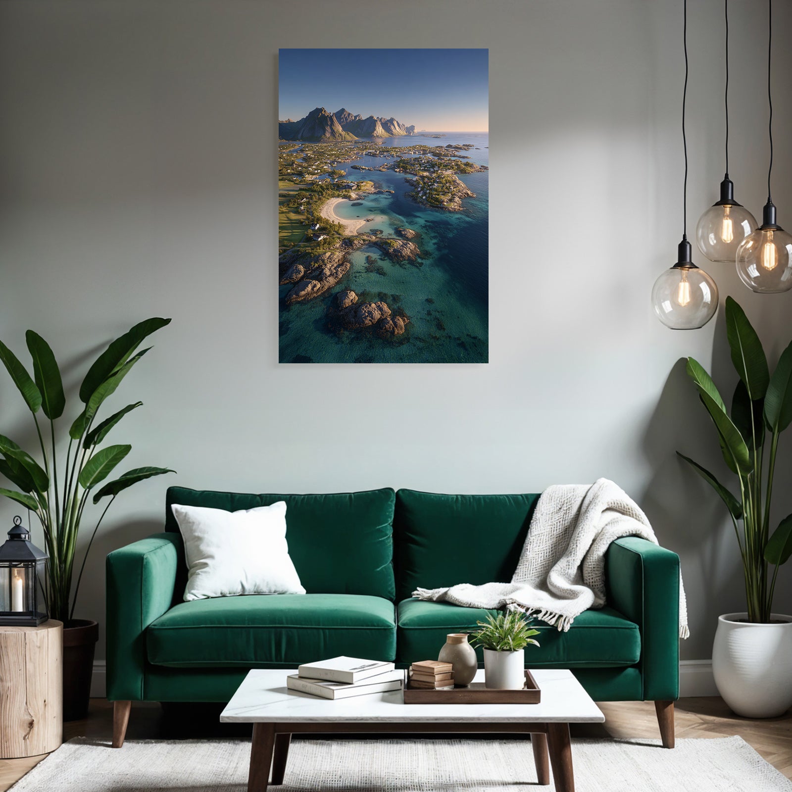 Küstenlandschaft Mit Strand Türkis Wasser Und Bergen