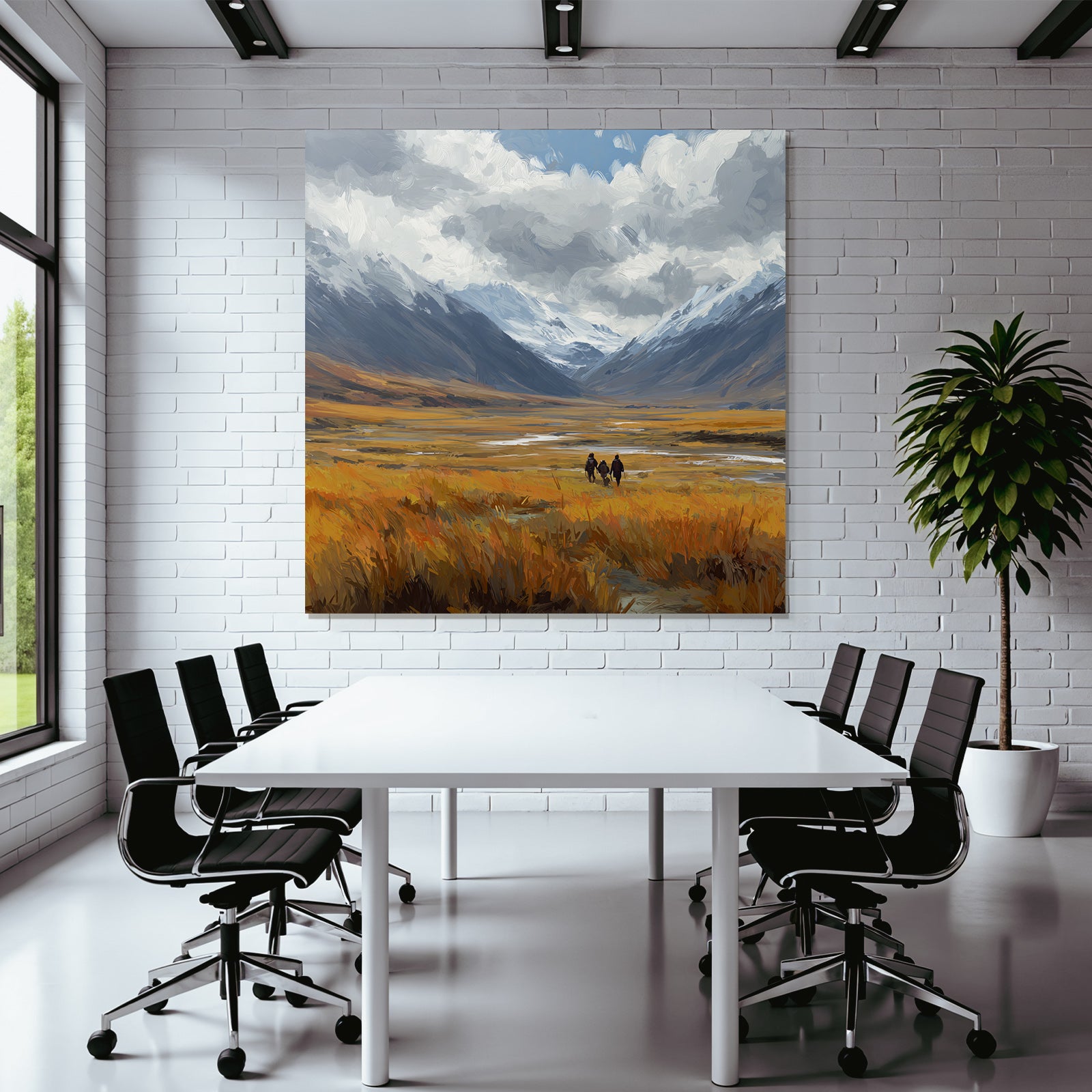 Landschaft Mit Feldern Und Bergen Mit Figuren