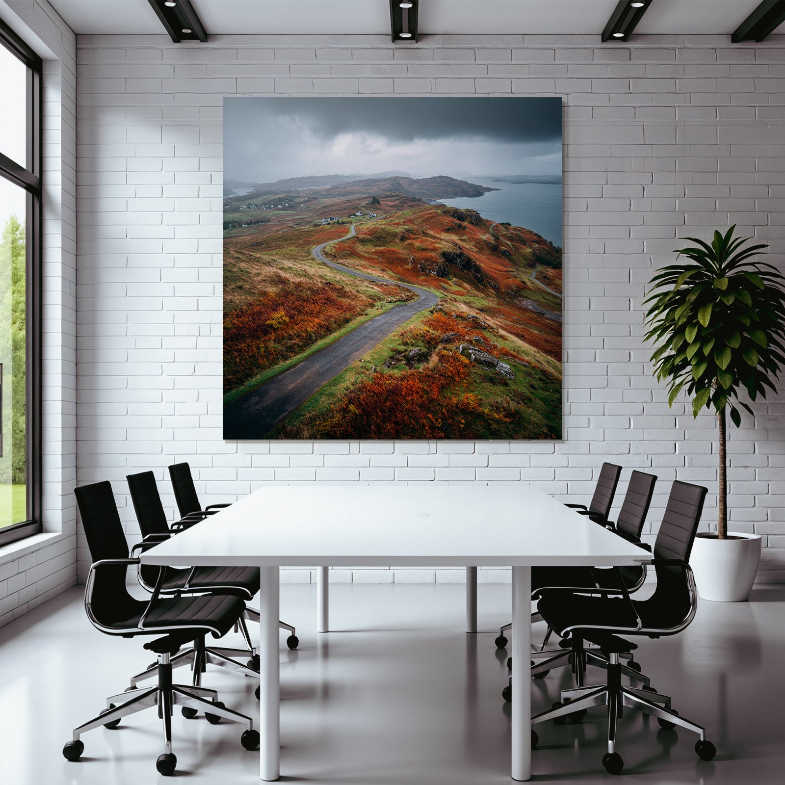 Rollende Hügel Herbstlandschaft Mit See Und Bergen