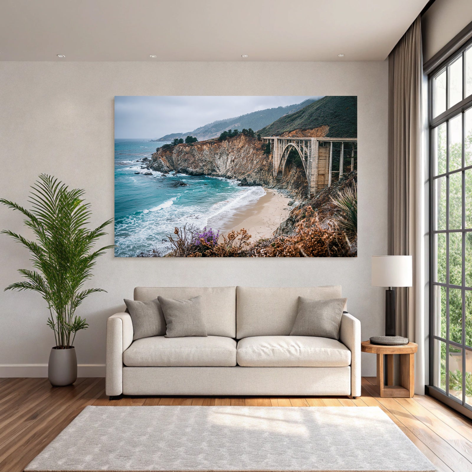 Küstenschönheit Brücke Und Felsen Meer Vegetation