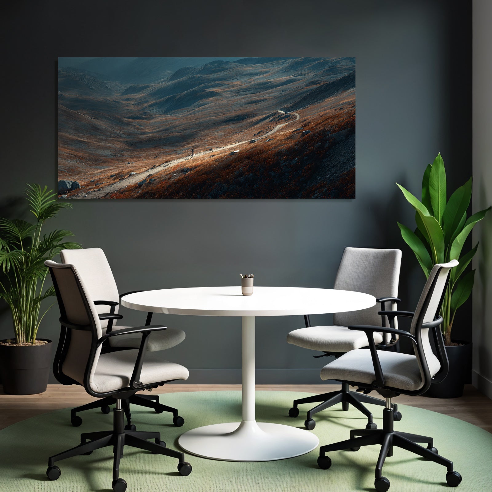 Landschaft Mit Weg Und Einer Person Auf Den Hügeln