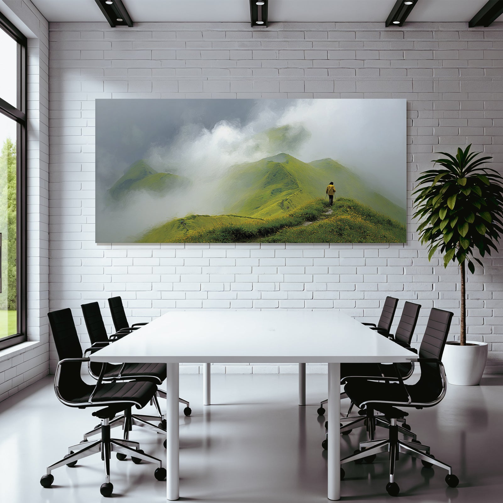 Lebensfroh Mistige Berge Tranquil Adventure Wanderer