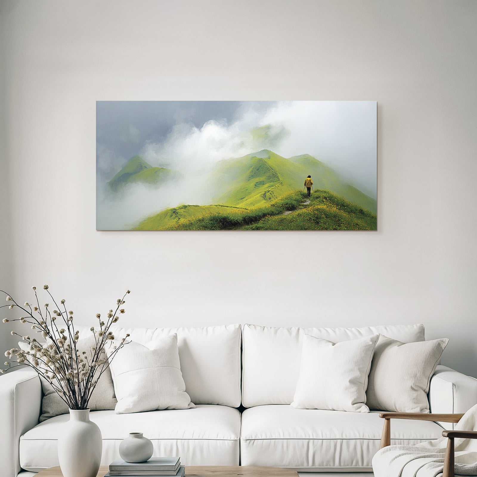 Lebensfroh Mistige Berge Tranquil Adventure Wanderer