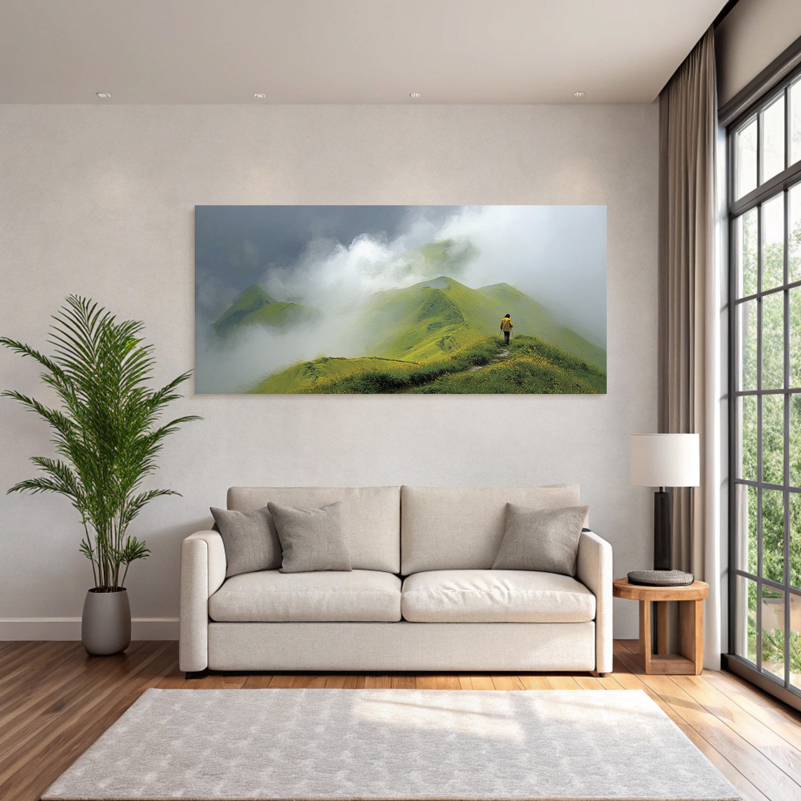 Lebensfroh Mistige Berge Tranquil Adventure Wanderer