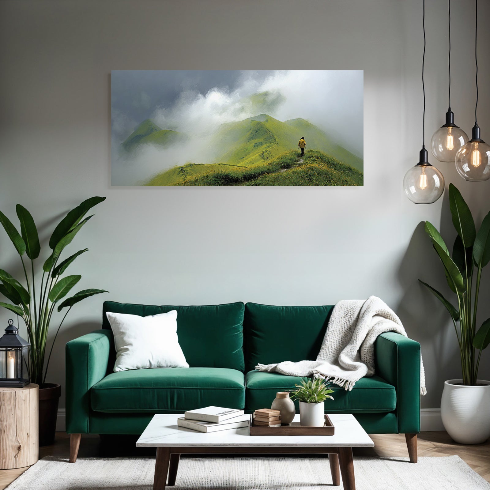 Lebensfroh Mistige Berge Tranquil Adventure Wanderer