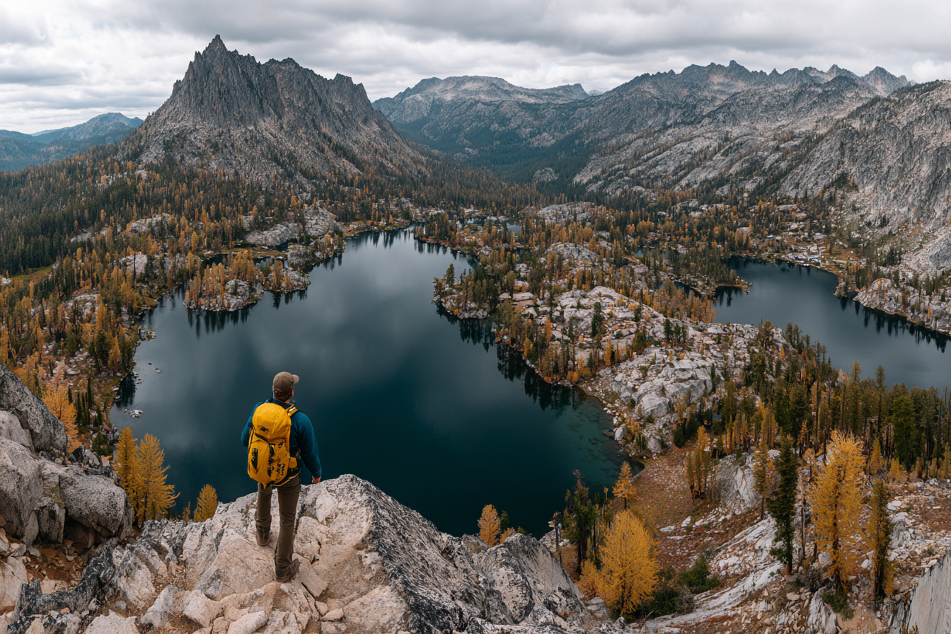 Malerische Landschaft Hiker Bergseen Herbst Veränderungen | Reisen und Outdoor | Themen und Hobbys