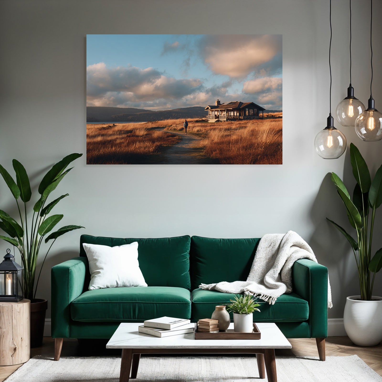 Malerische Landschaft Weg Zum Haus Frühling Natur Idylle